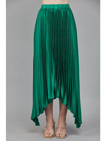 Green Pleated Skirt