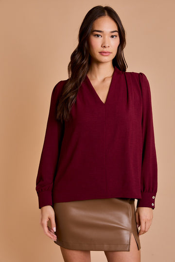 Vneck Pleated Top