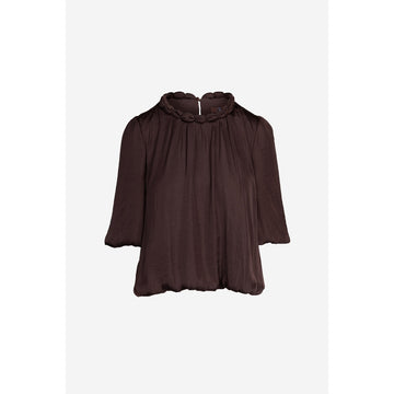 Brown Round Neckline Blouse