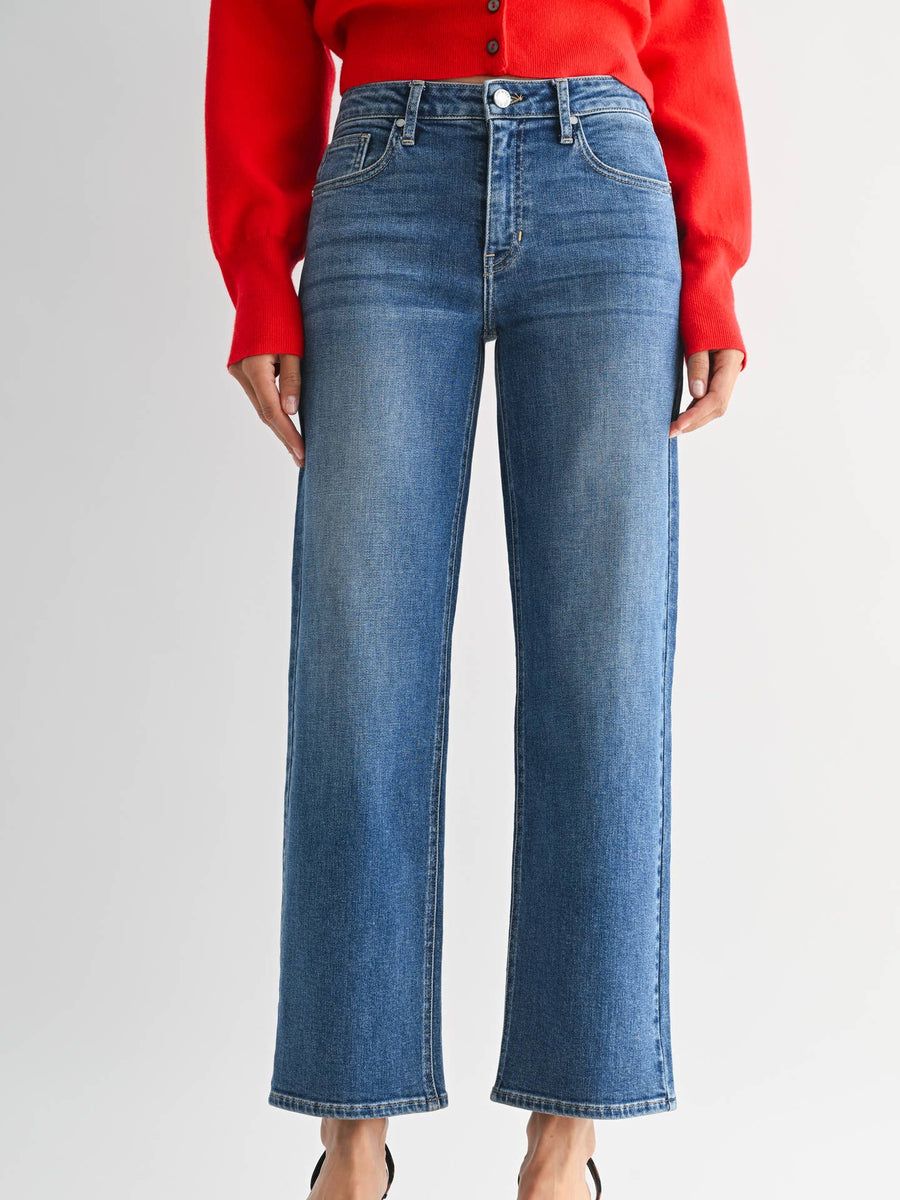Mid-Rise Slim Wide Leg