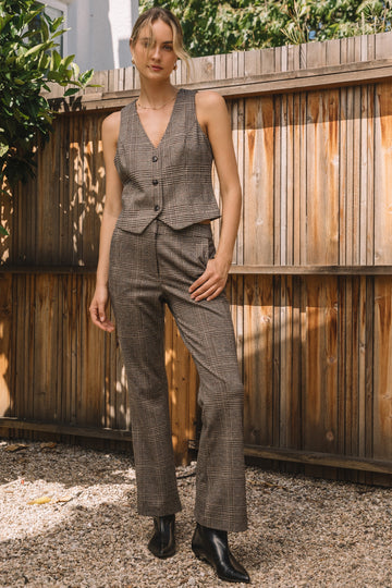 Brown Plaid Vest