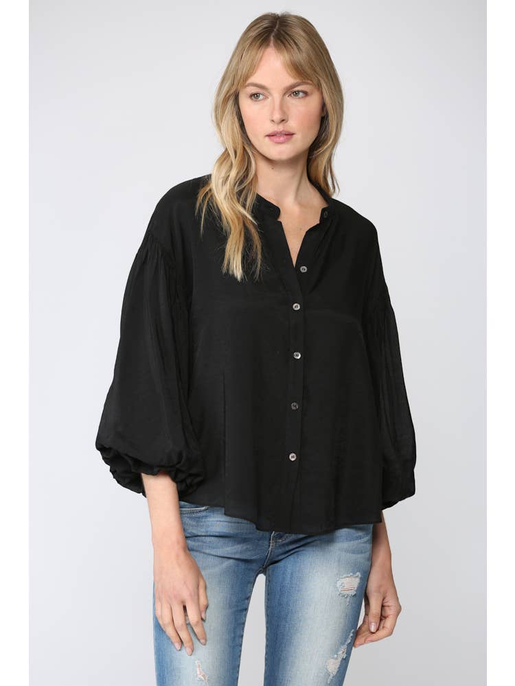 Black Button Down Top