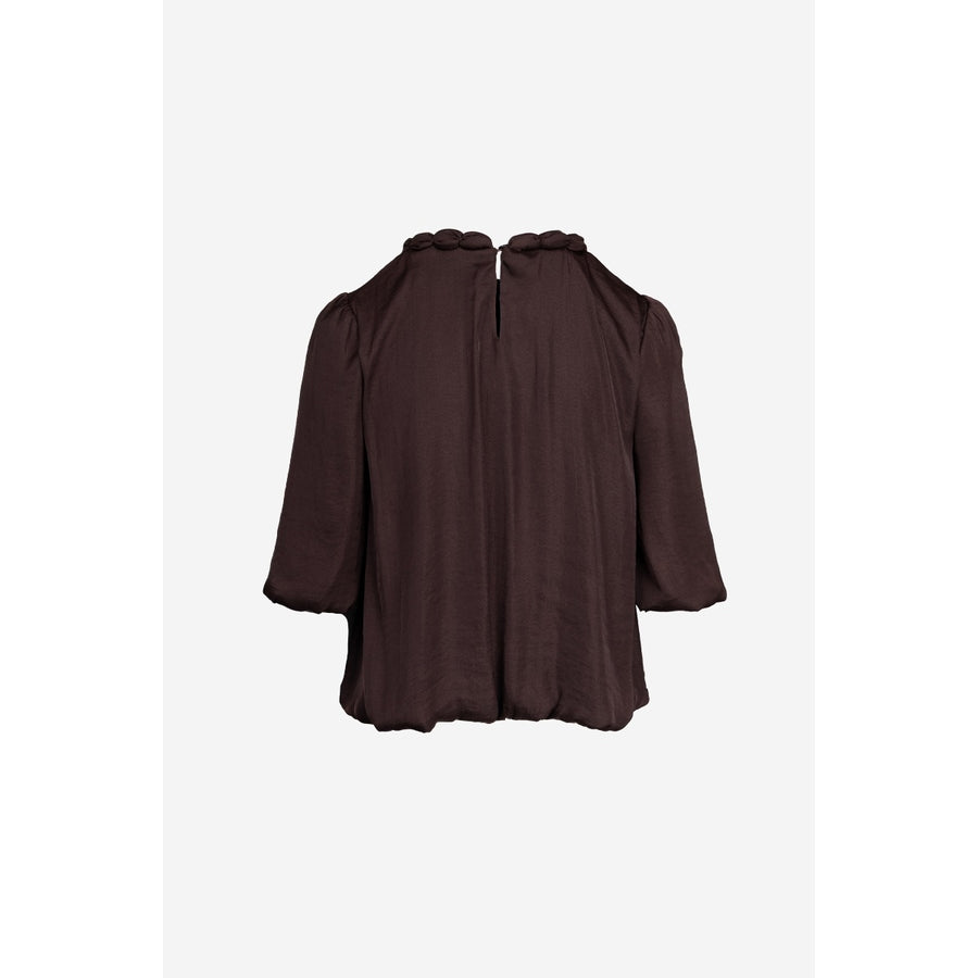 Brown Round Neckline Blouse