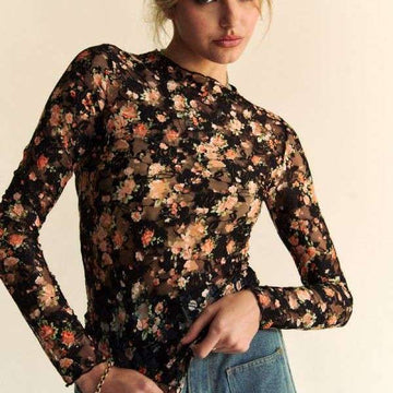 Floral Mesh Top