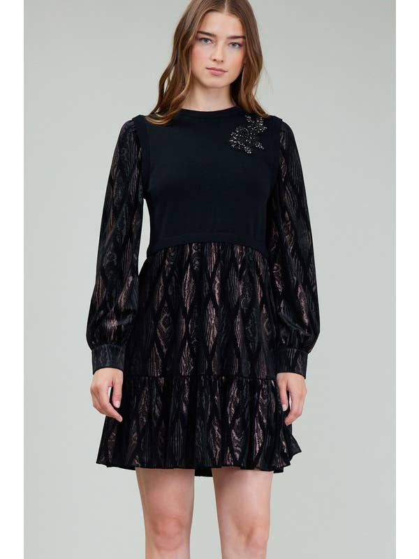 Black Sweater Combo Dress