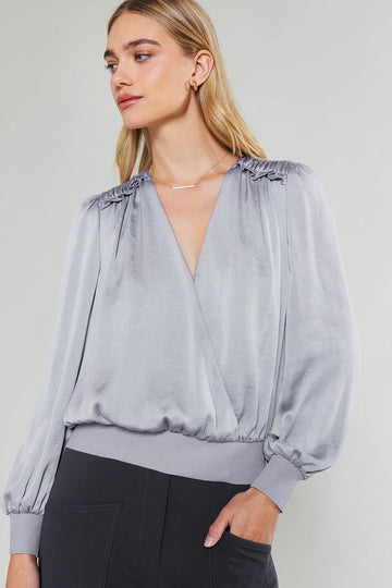 Silver Vneck Top