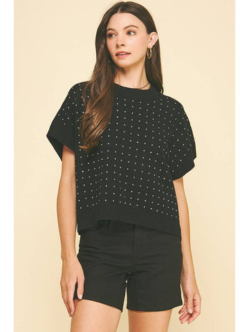 Black/Silver Stud Sweater