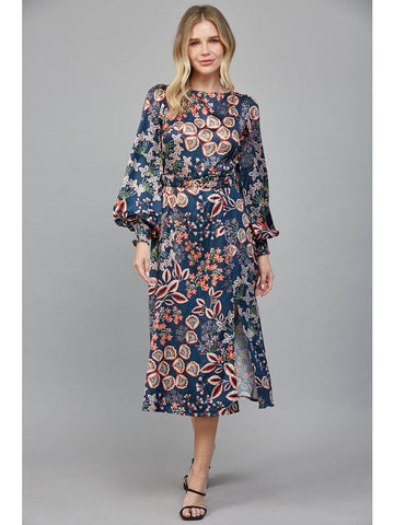 Balloon Sleeve Midi Dress