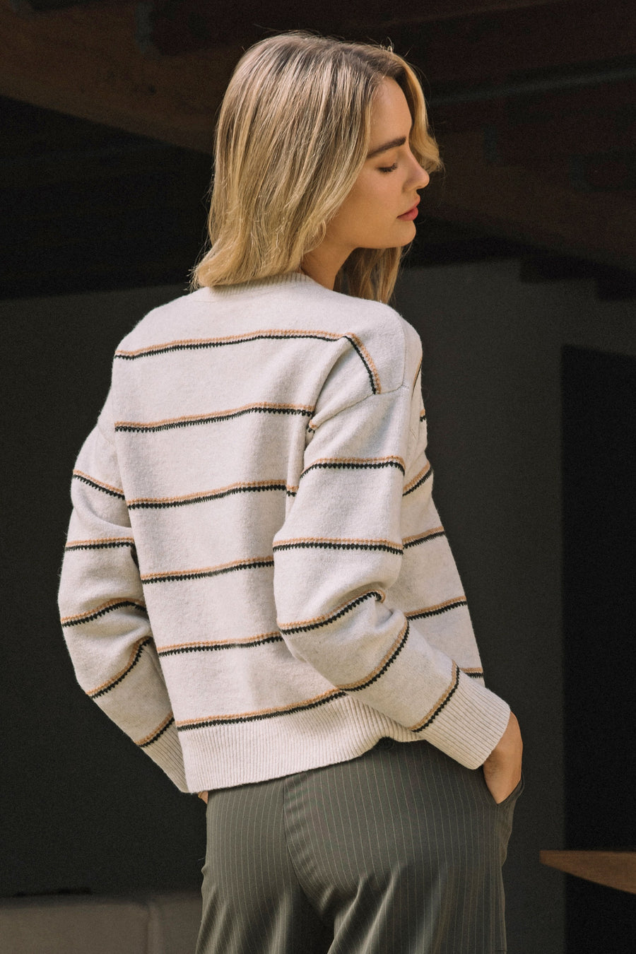Crewneck Thin Stripe Sweater