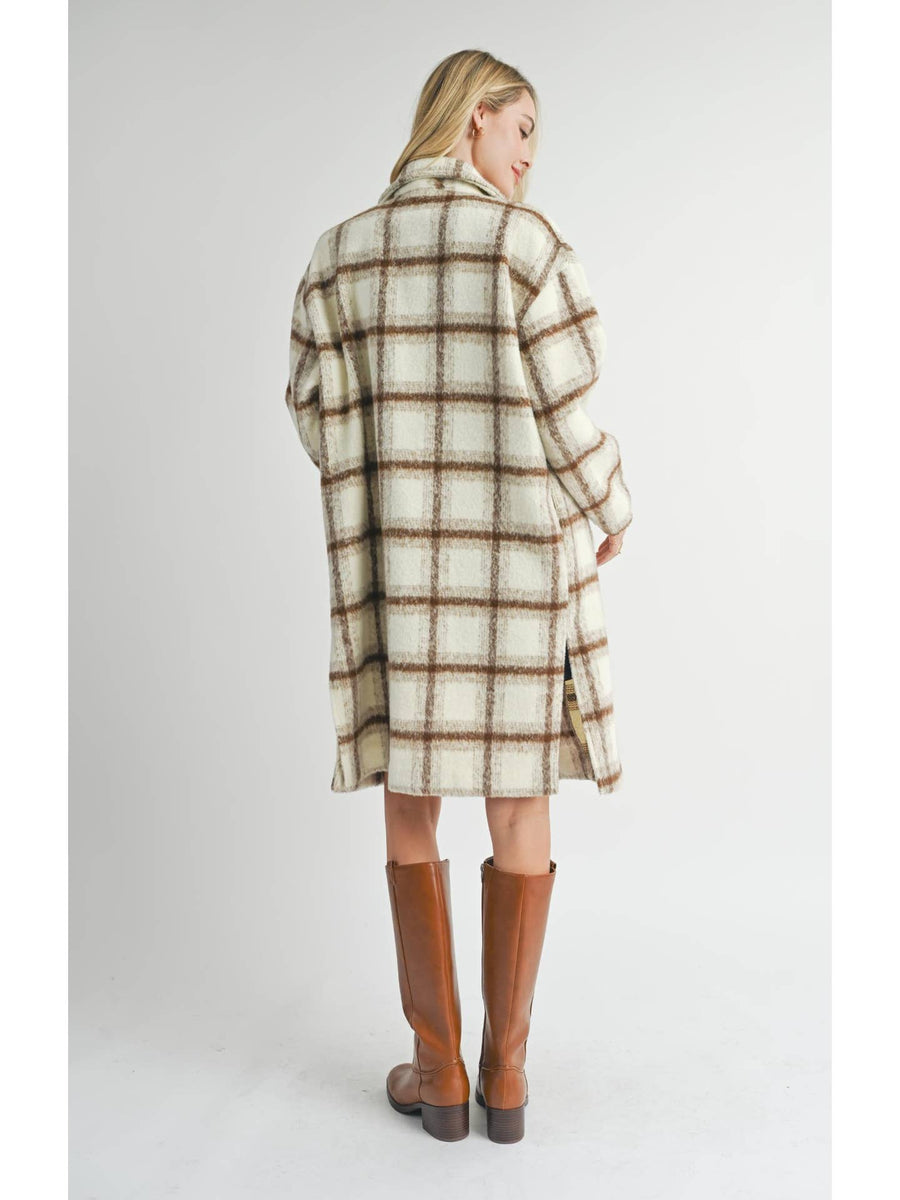 Plaid Long Open Coat