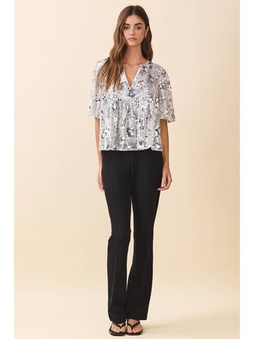 V-neck Sequin Top