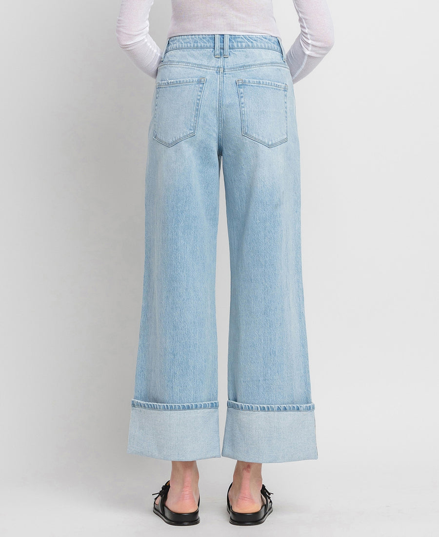 Cuffed Baggy Wide Jeans