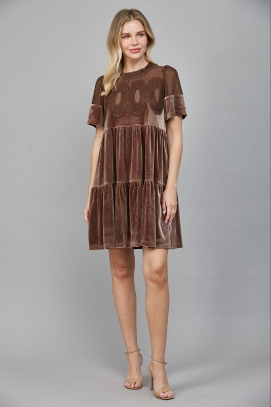 brown baby doll dress