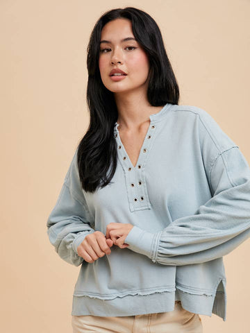 Chambray Grommet Pullover