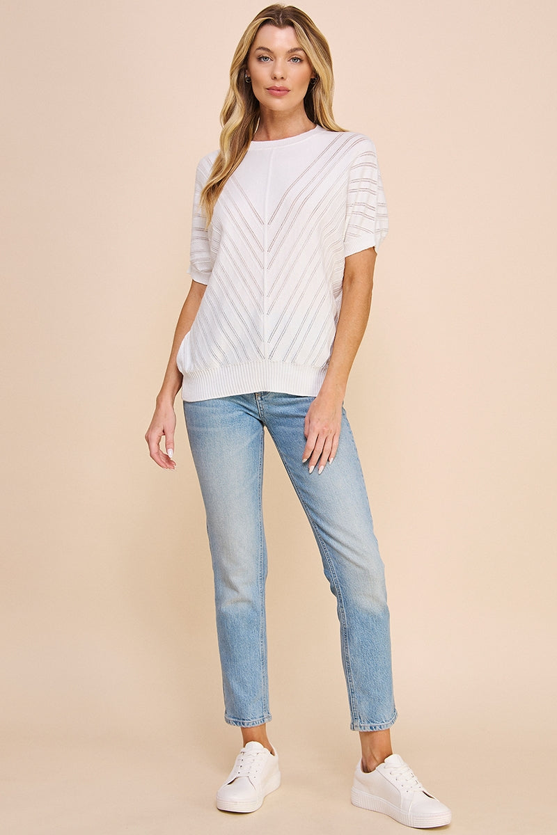 Chevron Pointelle Top