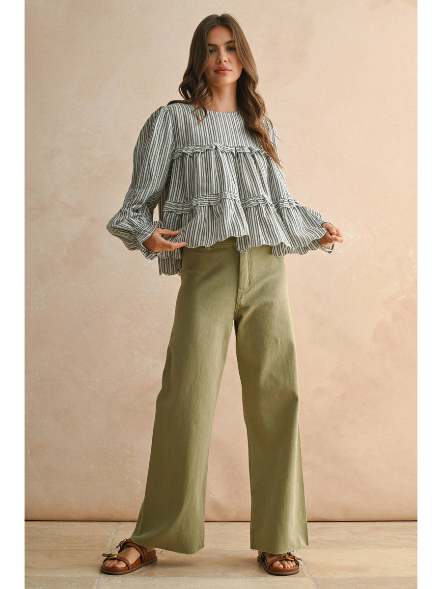Olive Wide Leg Denim