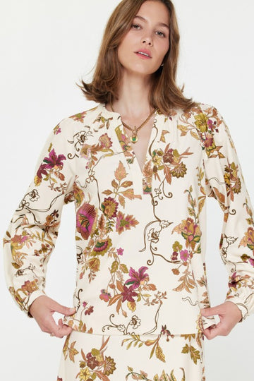 fall floral blouse